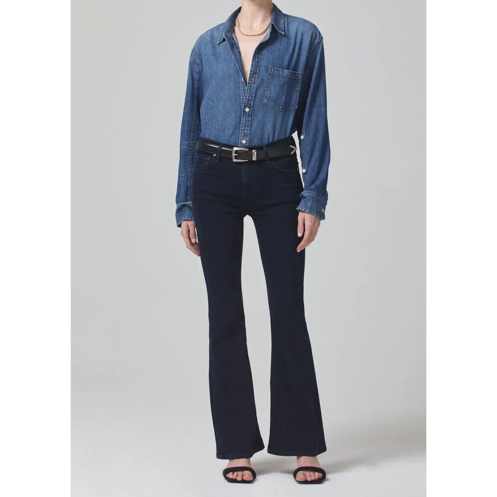 Citizens of Humanity Isola Flare Jeans Womens 25 Chamber Dark Wash Stretch NEW